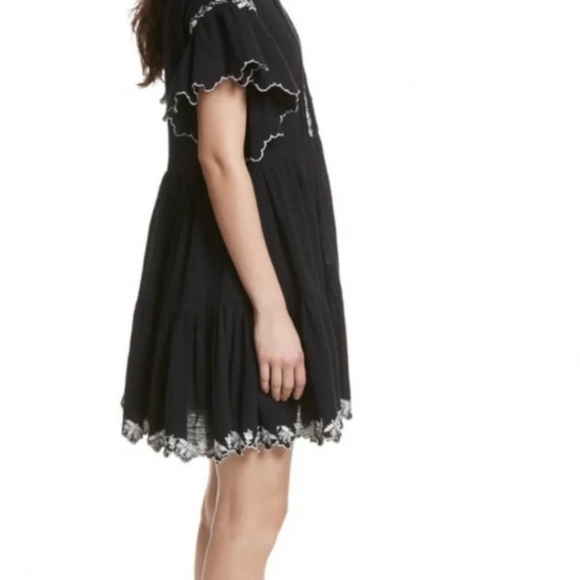Free People Santiago Dress Boho Black & White Embroidered Size Large - Picture 6 of 16